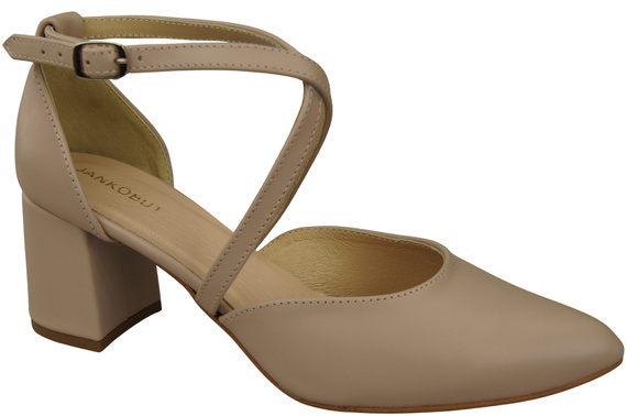 Elegante Cappuccino Blass Ledersandalen mit offener Seite und stabilem Absatz 218 ElitaBut