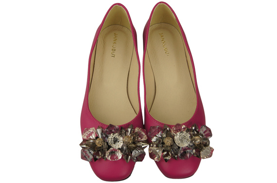 Damen Purpurfarbig Pumps mit Kristallen flach Naturleder 216 ElitaBut