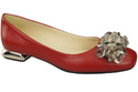 Damen Rot Pumps mit Kristallen flach Naturleder 216 ElitaBut