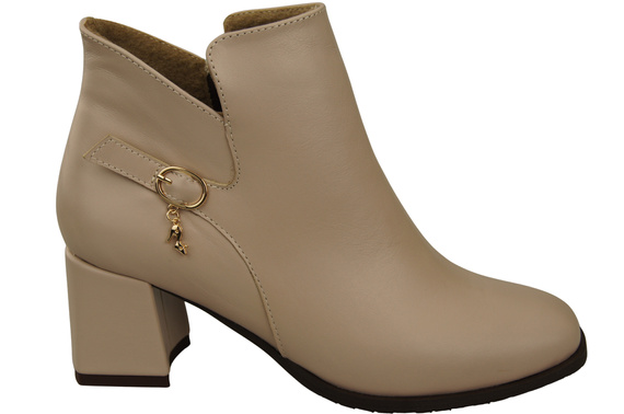 Damen-Stiefeletten ElitaBut 226 Cappuccino Blass aus Naturleder, gefüttert, eckige Zehenkappe, Blockabsatz