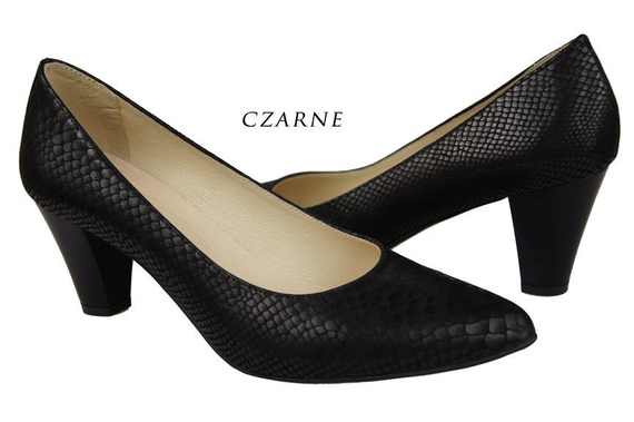 Damenschuhe Pumps, Naturleder, Schuppenmotiv, Schwarz 927 ElitaBut