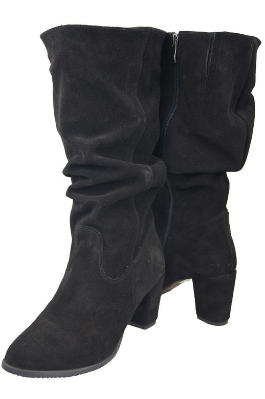 Schuhe Damenstiefel, Naturleder, Velours 141 Schwarz ElitaBut