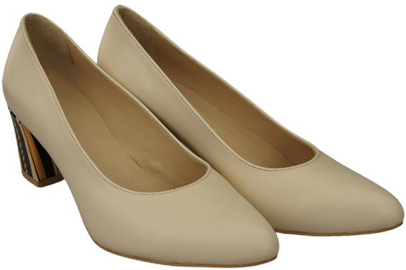 Damenschuhe Beige Pumps Naturleder mit Zierabsatz 158 ElitaBut