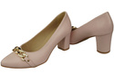 Klassische Frauen Puderrosa Naturleder Schuhe mit Gold Ornament Kette 200 ElitaBut