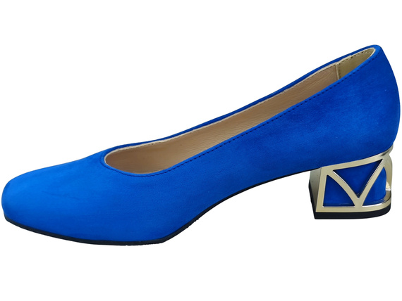 Bequeme Damenschuhe Azurblau Pumps mit dekorativem Absatz Natürliches Wildleder 219 von ElitaBut