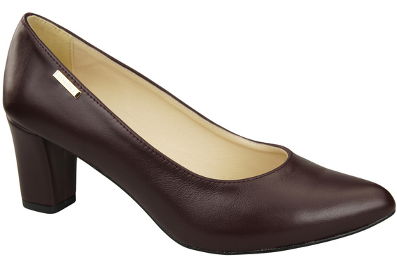 Klassische Glatt Damen Burgund Naturleder Schuhe 213 ElitaBut