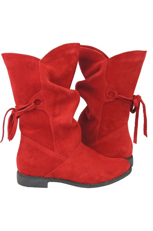 Damen-Winterstiefel, natürliches Veloursleder, Rot 999 von ElitaBut