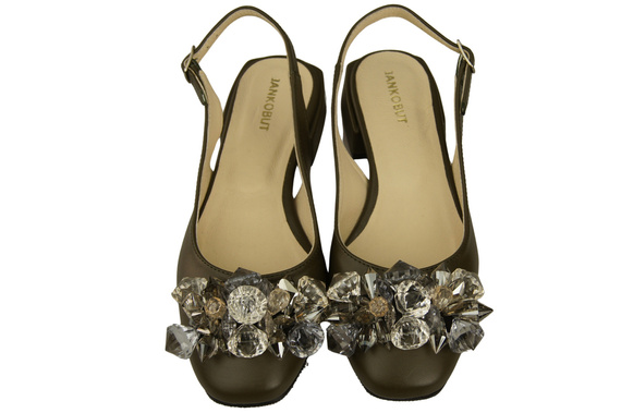 Damen Schuhe Olive Sandalen mit Kristallen Naturleder 215 ElitaBut