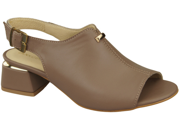 Damenschuhe Cappuccino Sandalen Dunkelgoldene Schnalle Naturleder 198 ElitaBut