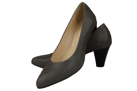 Damenschuhe Pumps, Naturleder, Schuppenmotiv, Grau 927 ElitaBut