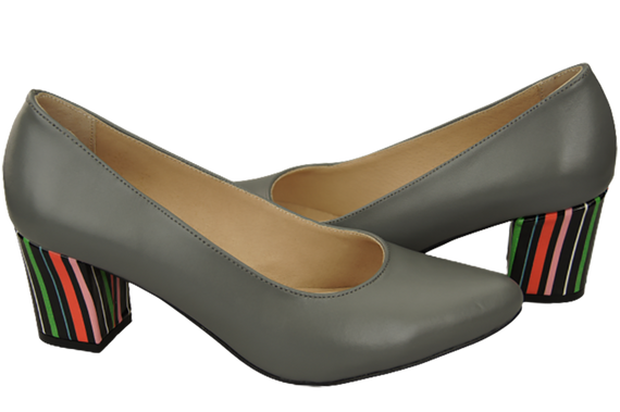 Damenschuhe Graue Pumps aus Naturleder mit Zierabsatz 158 ElitaBut