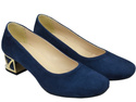Bequeme Damenschuhe Marineblau Pumps mit dekorativem Absatz Natürliches Wildleder 219 von ElitaBut