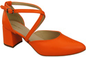 Elegante Orange Ledersandalen mit offener Seite und stabilem Absatz 218 ElitaBut