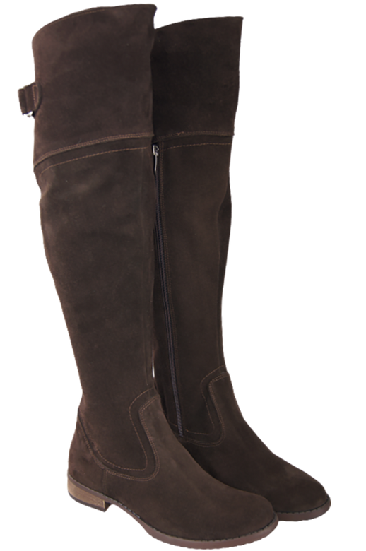 Schuhe Damenstiefel Stiefel Overknee-Stiefel, Naturleder, Velours, Schokolade 154 ElitaBut