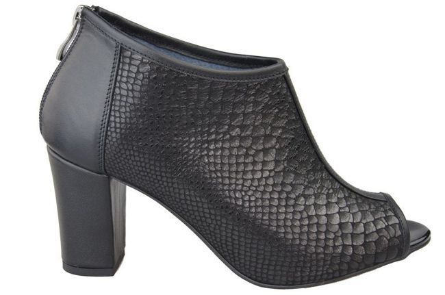 Damenschuhe Peep-Toe-Stiefeletten, Naturleder, Black Scale 957 ElitaBut