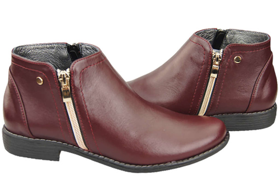 Damenschuhe Damenstiefel Warmes Naturleder Burgund 872 Von Elitabut