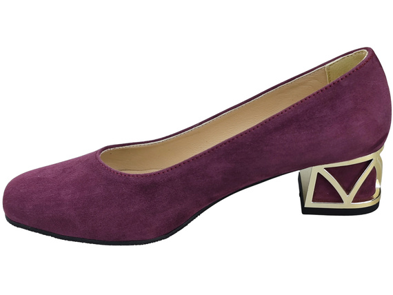 Bequeme Damenschuhe Burgund Pumps mit dekorativem Absatz Natürliches Wildleder 219 von ElitaBut