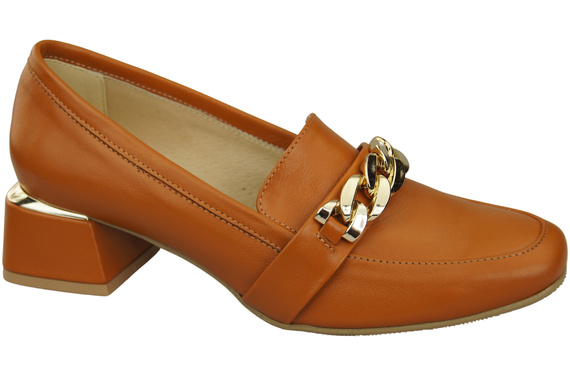 Damenschuhe mit Zierkette Pumps Mokassins Naturleder 193 Rot ElitaBut