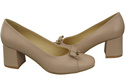 Damen Pumps mit Schleife Cappuccino Blass Naturleder und niedrigem Absatz 203 ElitaBut
