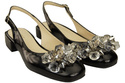Damen Schuhe Schwarz glänzend Sandalen mit Kristallen Naturleder 215 ElitaBut
