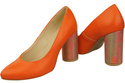 Damenschuhe Pumps Orange Naturleder Bunter Zierabsatz 194 ElitaBut