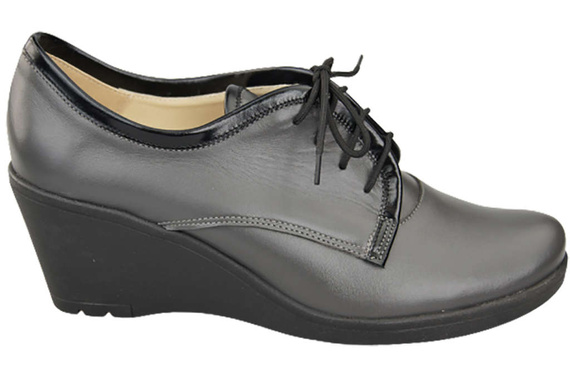 Damenschuhe mit Keilabsatz, Naturleder, Graphit 181 ElitaBut