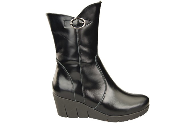 Damen-Keilstiefel, Naturleder, Schwarz, Glänzend 178 ElitaBut