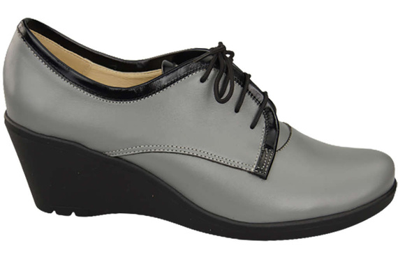 Damenschuhe mit Keilabsatz, Naturleder, Grau 181 ElitaBut