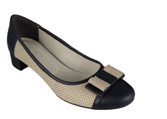 Damenschuhe Pumps, Naturleder, Marineblau, Beige 732 ElitaBut