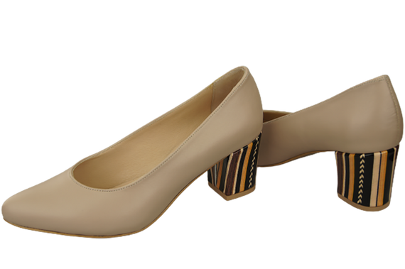 Damenschuhe Cappuccino Grain Pumps Naturleder mit Zierabsatz 158 ElitaBut