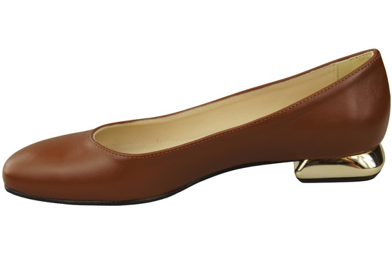 Flache Frauen Schuhe Braun Dekorative Ferse Naturleder 209 ElitaBut