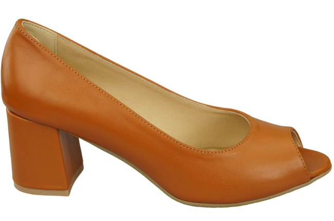 Damenschuhe PEEP TOE Pumps aus rotem Naturleder mit beschichtetem Absatz 192 ElitaBut