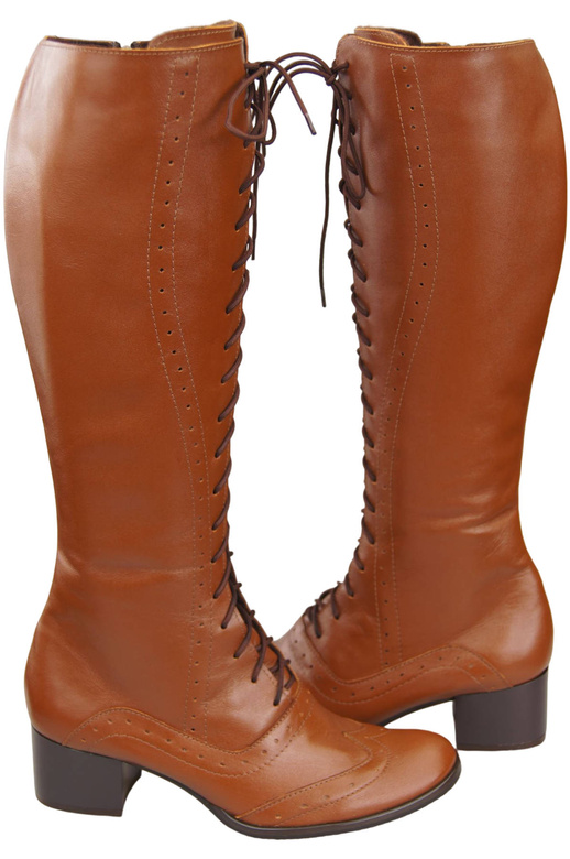 Damenschuhe Schnürstiefel, Naturleder, Braun 595 ElitaBut