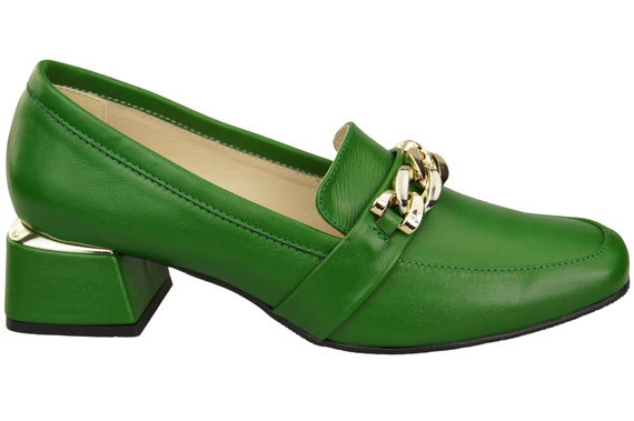 Damenschuhe mit Zierkette Pumps Mokassins Naturleder 193 Grün ElitaBut