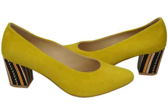 Damenschuhe Zitronenpumps Natürliches Wildleder mit dekorativem Absatz 158 von ElitaBut