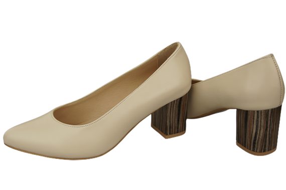 Damenschuhe Beige Pumps Naturleder mit Zierabsatz 157 ElitaBut