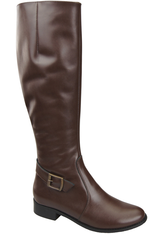 Damen-Lederstiefel Schokolade Gefüttert Offiziersstiefel, Flach 225 ElitaBut