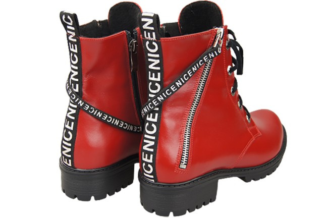 Schuhe Damen-Stiefeletten mit der Aufschrift NICE, Naturleder, Rot 173 von ElitaBut
