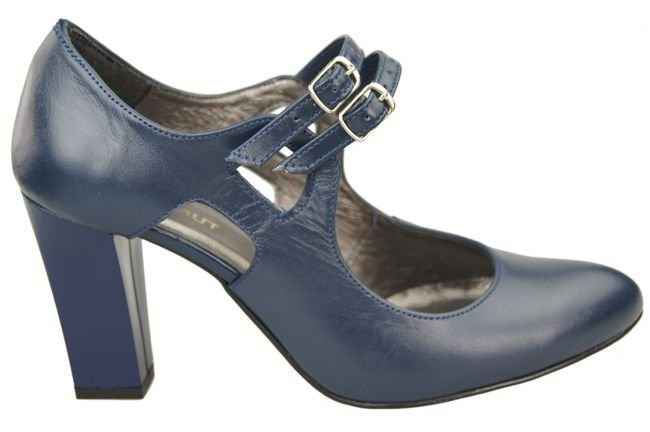 Damenschuhe Marineblaue Naturleder-Pumps 105 ElitaBut