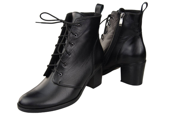 Winter-Schnürstiefel für Damen, Naturleder, Schwarz 188, von ElitaBut