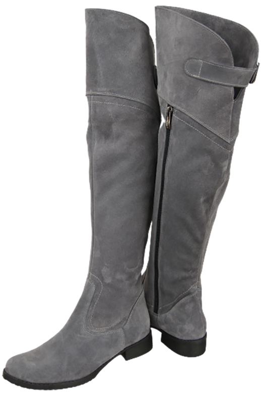 Schuhe Damenstiefel Stiefel Overknee-Stiefel, Naturleder, Velours, Grau 154 ElitaBut
