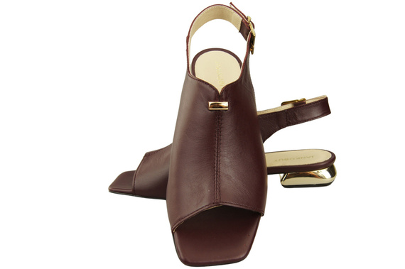 Bequeme Frauenschuhe Sandalen Burgund Flacher Goldabsatz Naturleder 207 ElitaBut