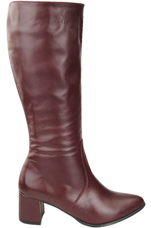 Klassische Damenstiefel, Naturleder, Burgund 175 ElitaBut