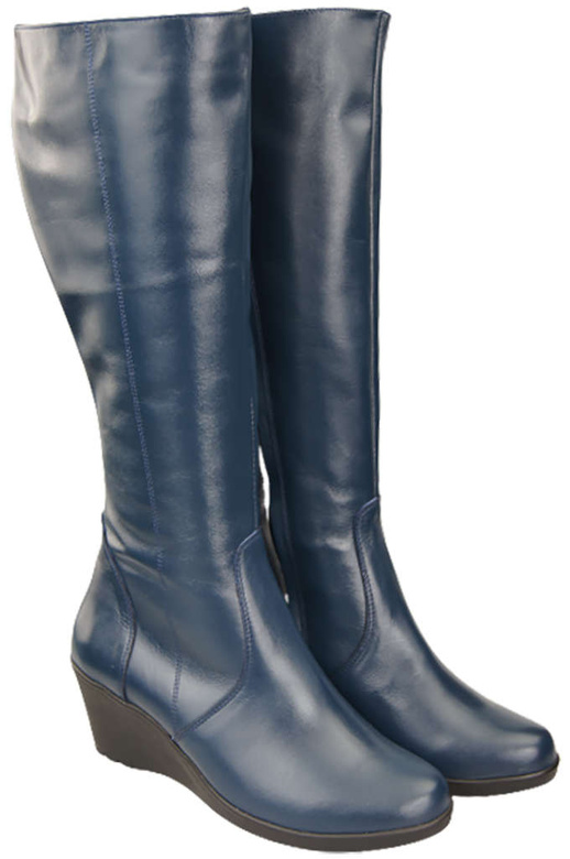 Damenschuhe Keilstiefel, Naturleder, Marineblau 177 ElitaBut