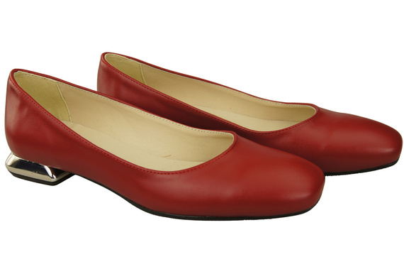 Flache Frauen Schuhe Rot Dekorative Ferse Naturleder 209 ElitaBut