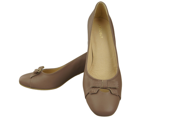 Damen Pumps mit Schleife Cappuccino Dunkel Naturleder und niedrigem Absatz 203 ElitaBut