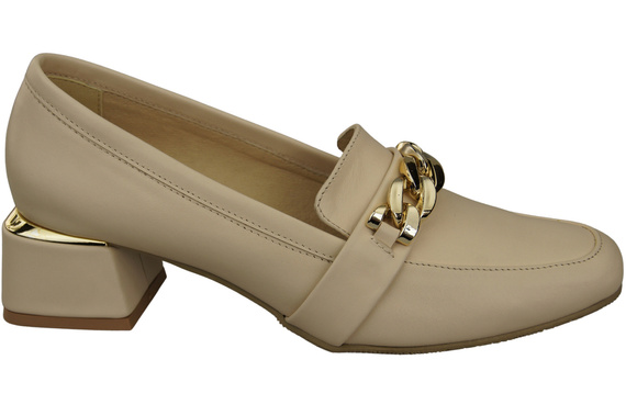Damenschuhe mit Zierkette Pumps Mokassins Naturleder 193 Beige ElitaBut