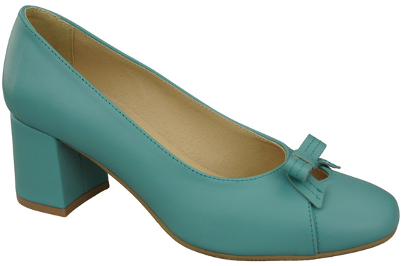 Damen Pumps mit Schleife Türkis Naturleder und niedrigem Absatz 203 ElitaBut