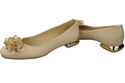 Damen Beige Pumps mit Kristallen flach Naturleder 216 ElitaBut