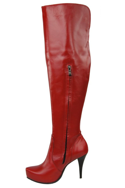 Schuhe Damenstiefel Plateauabsatz Stiletto Obermaterial Kniehoch Naturleder Rot 692 ElitaBut